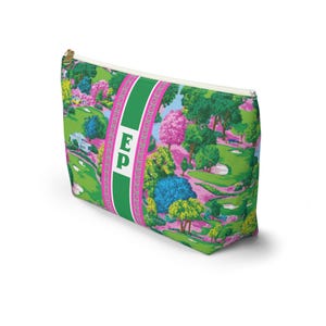 Gepersonaliseerde Augusta Preppy Golf Mahjong-tas met tegels en dobbelstenen, toilettasje afbeelding 3