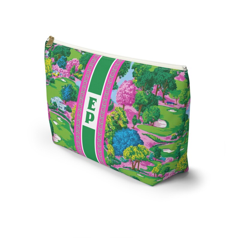 Gepersonaliseerde Augusta Preppy Golf Mahjong-tas met tegels en dobbelstenen, toilettasje afbeelding 3