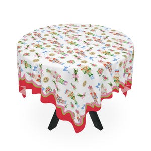 Preppy Nutcrackers MAHJONG Tablecloth, Size 55 x 55, Christmas Holiday image 3