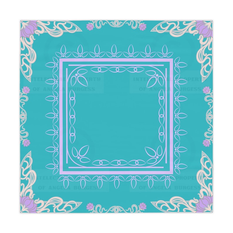 Art Nouveau Lotus Flower MAHJONG Tablecloth, Mahjong, Size 55 x 55 image 1