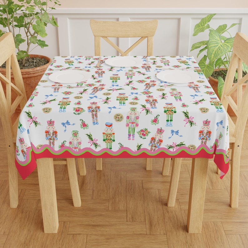 Preppy Nutcrackers MAHJONG Tablecloth, Size 55 x 55, Christmas Holiday image 4