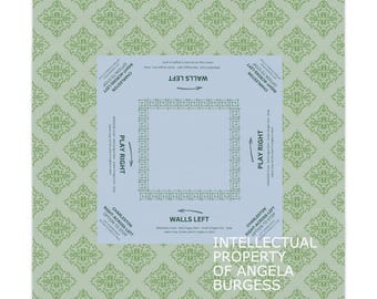 Green Tiles Tablecloth, Grandmillennial Table Cover, Hostess Gift, Charleston Rules, Blue Bamboo, Beginners