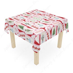 Christmas MAHJONG Tile Tablecloth, Size 55 x 55, Nutcracker, Mouse King, Clara, Personalize it with Monogram