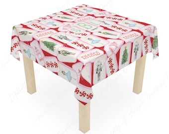 Christmas MAHJONG Tile Tablecloth, Size 55 x 55, Nutcracker, Mouse King, Clara, Personalize it with Monogram