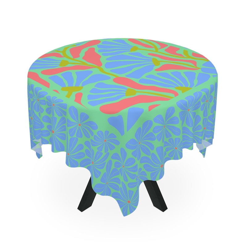Greenly California Mahjong Tablecloth, Poppies Modern Art, 55x55 inch image 3