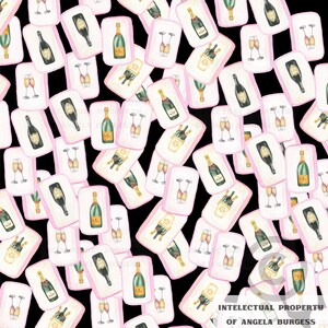 Happy New Year Champagne Tiles MAHJONG Tablecloth, 55 x 55, Game Night image 2