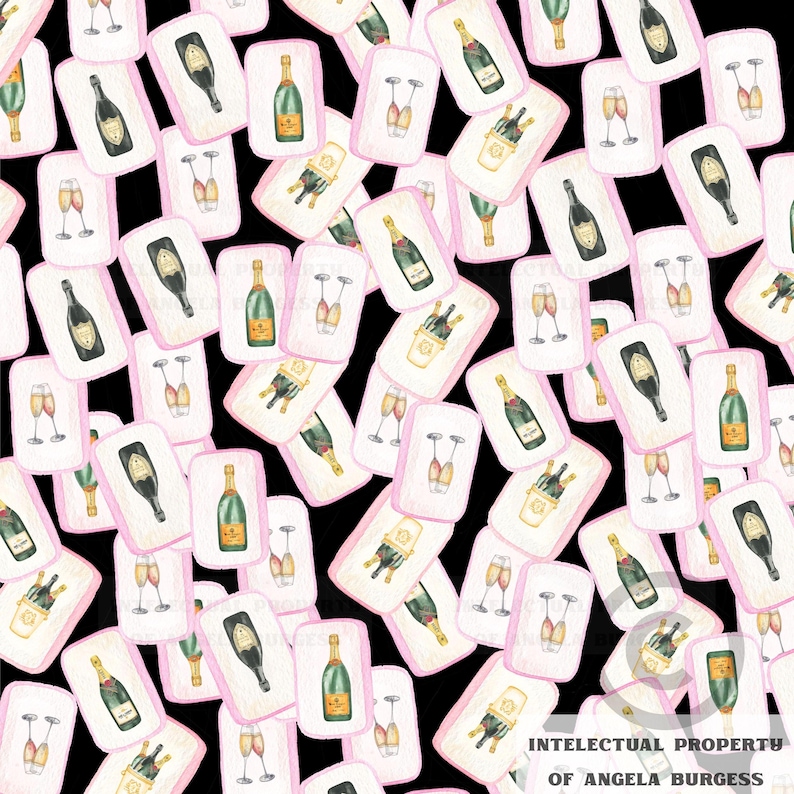 Happy New Year Champagne Tiles MAHJONG Tablecloth, 55 x 55, Game Night image 2