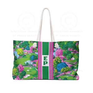 Personalized Preppy Golf Course Augusta Mahjong Tote Bag: Personalized Carry On