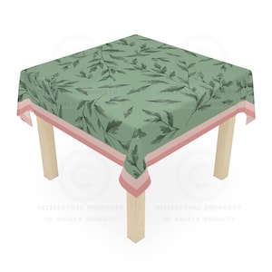 Lemon Leaves MAHJONG Tablecloth, Size 55 x 55, Game Night image 1