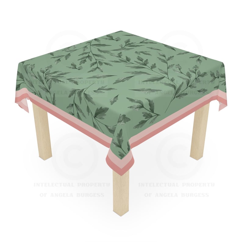 Lemon Leaves MAHJONG Tablecloth, Size 55 x 55, Game Night image 1