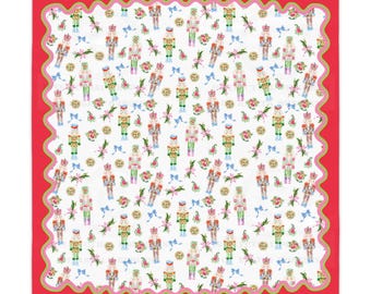 Preppy Nutcrackers MAHJONG Tablecloth, Size 55 x 55, Christmas Holiday