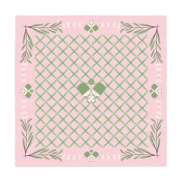 Pickleball Mahjong Tablecloth | Scandinavian Folk Art Table Cover | 55 in x 55 in