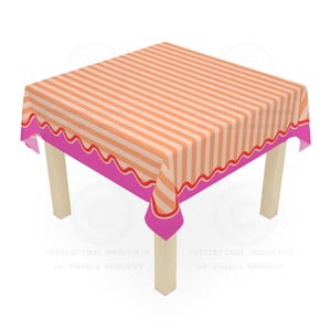 Orange Stripe Pink Waves MAHJONG Tablecloth, Size 55 x 55, Game Night image 1