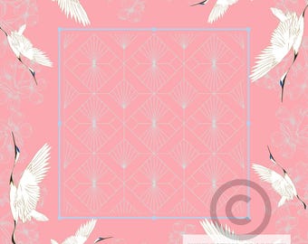 Nappe de mahjong Heron Among Dogwood, cadeau pour hôtesse de jeu de tuiles 55 x 55, keno, poker, soirée jeux Bunco