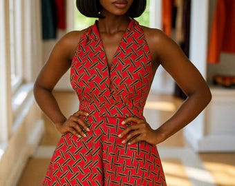 Ankara Infinity Playsuit: Ankara short dress, African print dress, Ankara party dress