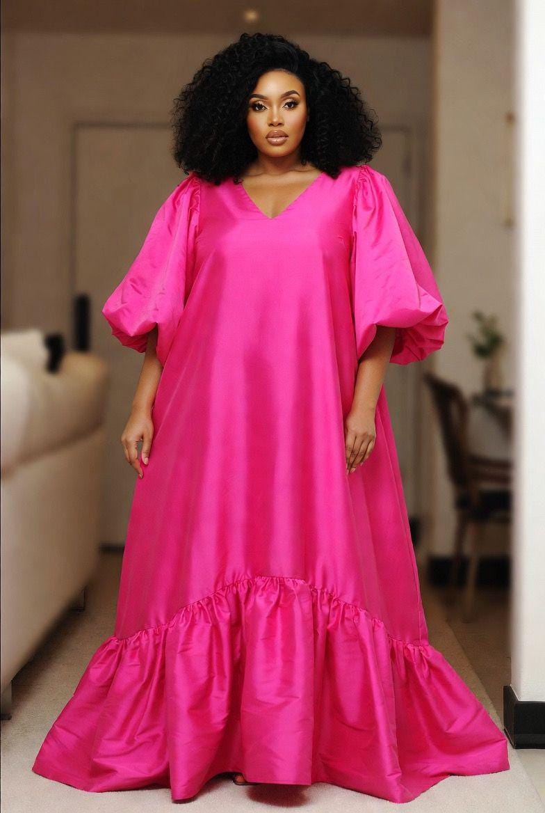 Fuchsia Mikado Maxi Dress