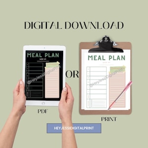 Sjabloon voor wekelijkse invulbare maaltijdplanner met boodschappenlijstje - digitaal