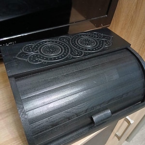 Eco-friendly Wooden Bread Box, Handmade Beechwood Bread Storage, Large Kitchen Organizer, Modern Rustic Style
