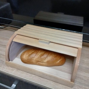 Handmade Wooden Roll Top Bread Box: Rustic Farmhouse Kitchen Storage