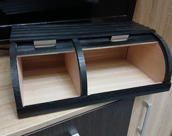 Panera de madera ecológica: doble compartimento para una cocina rústica