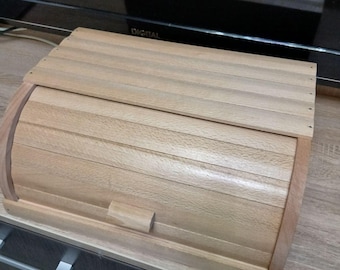 Roll Top Brotkasten aus Holz - Handgemachter rustikaler Brotkasten, Bauernhaus-Küchenarbeitsplatten-Organizer