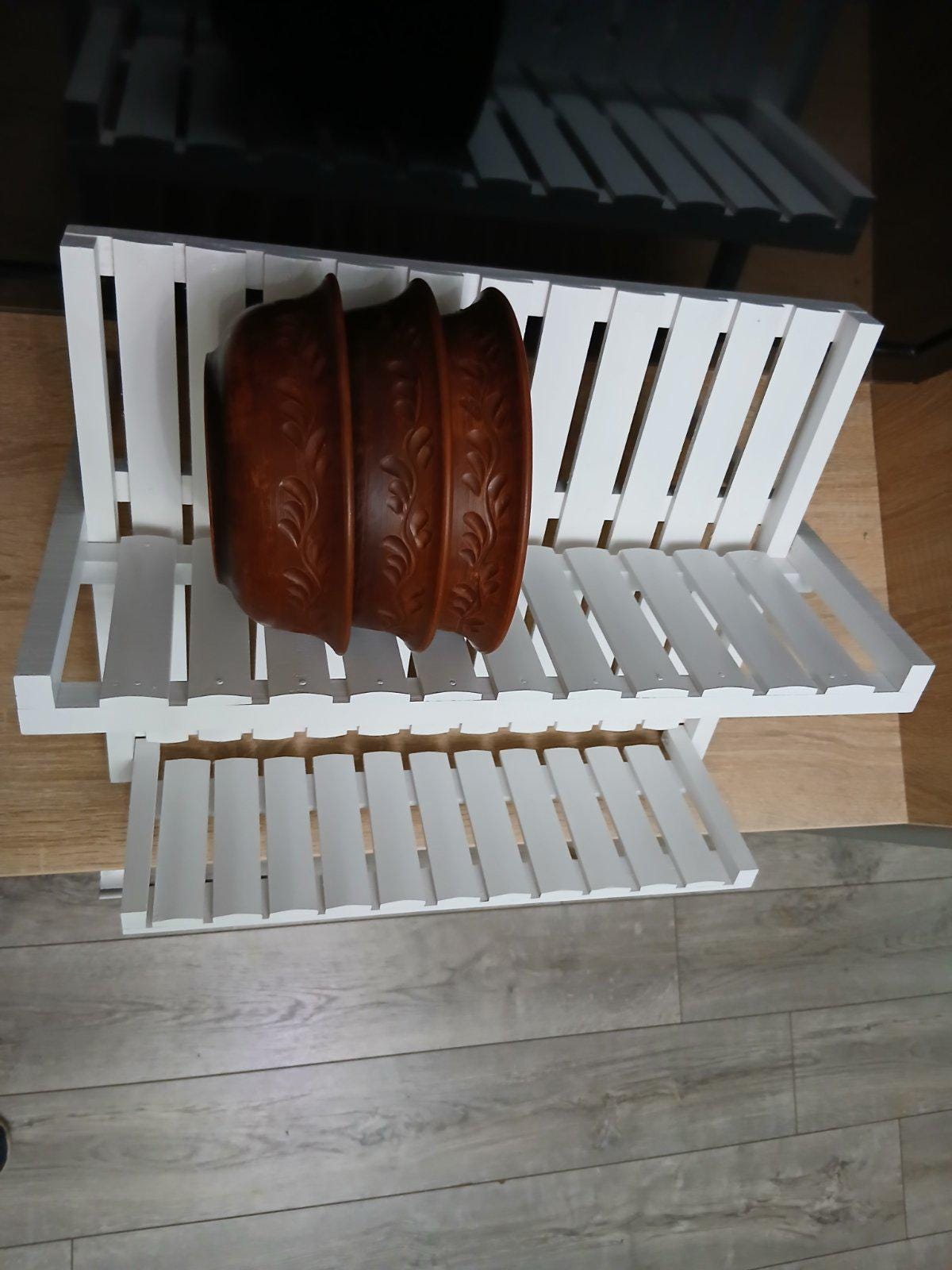 Utoplike Teak Dish Drainer Rack Collapsible 2 Tier Dish Rack Dish Drying Rack Foldable Plate Organizer Holder For Kitchen Compact