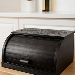 Eco-friendly Wooden Bread Box, Handmade Beechwood Bread Storage, Large Kitchen Organizer, Modern Rustic Style