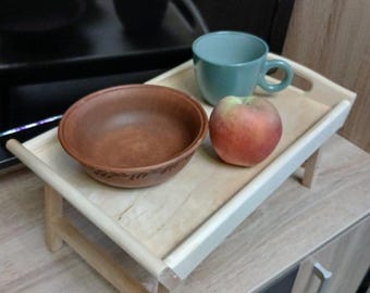 Handmade Wooden Breakfast Tray – Foldable Bed Table for Coffee, Snacks & Laptop Use