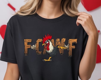 F-Caw-F Rooster T-shirt, Funny Gothic Bird Graphic, Comfort Colors