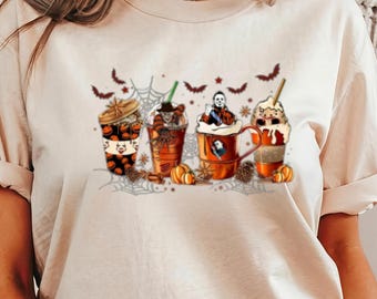 Skeleton Coffee Cups Shirt - Comfort Colors - Halloween Coffee Lover Tee