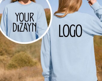 Custom Bella Canvas Long Sleeve Shirt, Personalized Text Logo Tee
