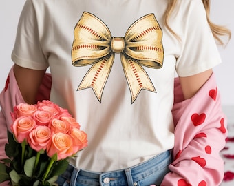 Comfort Colors Softball Bow Tee, Game Day Coquette Shirt