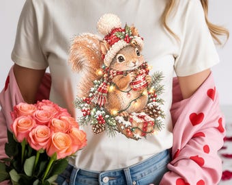 Vintage Christmas Bunny Shirt,Retro Rabbit Graphic Tee,Cottagecore Woodland Top, Festive Nature Art,Cozy Holiday Gift,Cute Forest Animal Tee