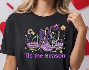 Personalized Mardi Gras Comfort Colors T-Shirt, Fleur De Lis, Fat Tuesday Tee
