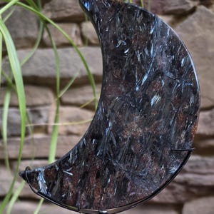 Astrophyllite Crescent Moon on Stand