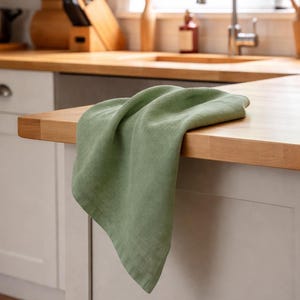 Paño de cocina de lino lavado a la piedra, paño de cocina de lujo hecho a mano, toalla decorativa minimalista, ideas para regalos de anfitriona