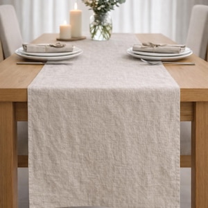 Runner da tavolo in lino naturale - Runner in lino morbido stonewashed per tavolo rustico moderno - Runner da cucina e regalo per hostess