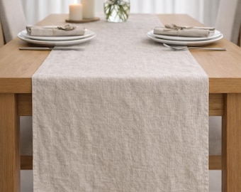 Natur Leinen Tischläufer - Steingewaschenes Weicher Leinen Läufer für Moderne Rustikale Tisch - Küchen Läufer & Gastgeschenk