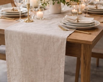 Leinen Tischläufer, Rustikale Hochzeit Dekor, Bauernhaus Tischdekoration, Natürlich