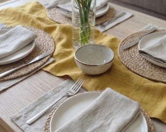 Set di 2 tovaglioli di lino, tovaglioli di lino con frange, decorazioni rustiche per la tavola, stile country, tovaglioli di stoffa riutilizzabili, regalo per la mamma, tovaglioli neutri