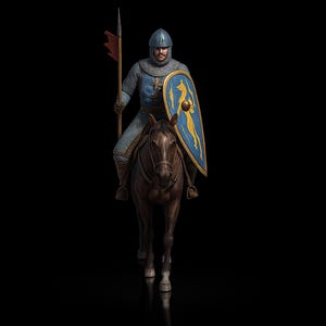 Medieval Knight on Horse STL | 3D Printable Mounted Warrior Miniature, Fantasy Wargaming Figure, Tabletop RPG Model