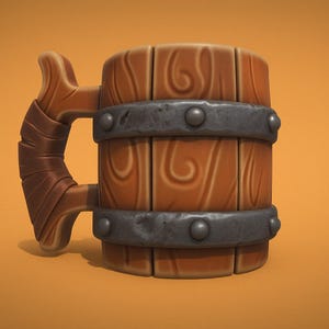 Medieval Wooden Wine Mug STL | 3D Printable Fantasy Tankard Cup | Rustic Ale Beer Mug Prop for Tavern Decor, Cosplay, and Tabletop Gaming