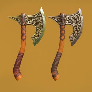 Viking Axe STL | 3D Printable Dual Norse Battle Axes with Intricate Engravings | Cosplay Prop, Tabletop Gaming & Collectible Decor