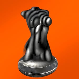Modern Female Torso STL | Abstract Striped Sculpture 3D Print Model | Artistic Body Statue for Home Décor & Display