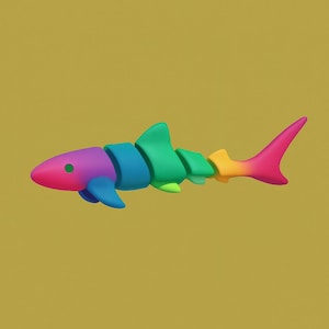 Articulated Shark STL File | Flexible 3D Printable Fish Model Toy | Movable Ocean Animal | Desk Decor | FDM & Resin Print Ready