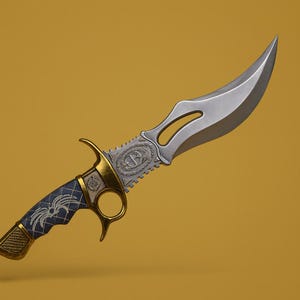 Intricate Fantasy Dagger STL | 3D Printable Curved Blade with Ornate Guard & Spider Motif | Collectible Prop for Cosplay and Display