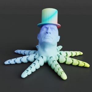 Roctopus Man STL File with Top Hat | Surreal 3D Print Sculpture Model | Funny Octopus Statue Digital Download