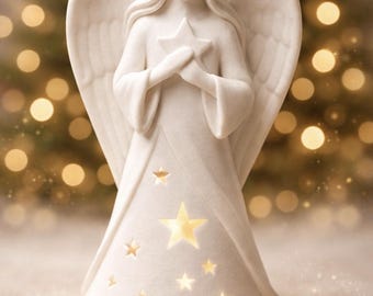 Angel Tea Light Lantern – Soft LED Glow for Christmas Décor