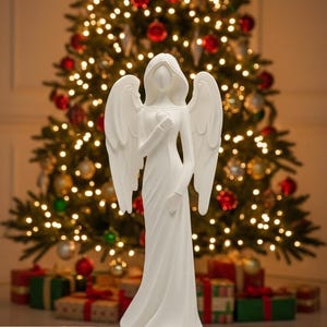 Angel Statue – Elegant White Guardian Angel | Faith Home Decor | Christmas Decor image 4