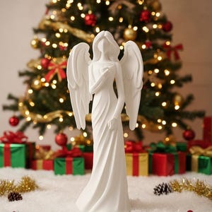 Angel Statue – Elegant White Guardian Angel | Faith Home Decor | Christmas Decor image 3